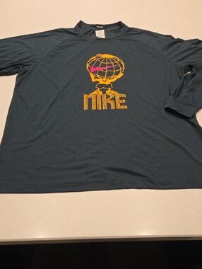Nike Teal Long Sleeve Tee with Yellow & Red Graphic